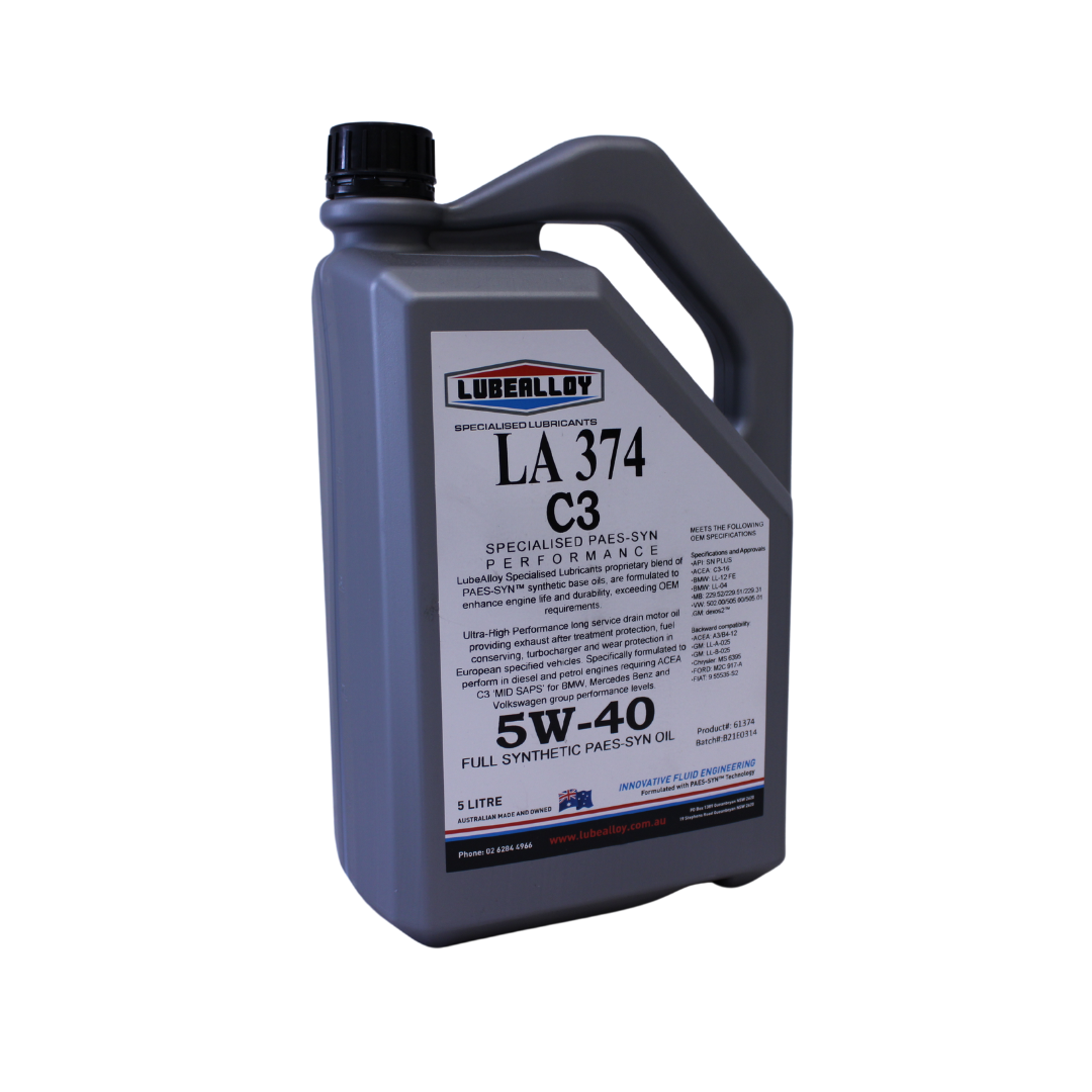 LubeAlloy LA374 European 5W-40 ACEA C2-C3 SN/CF Engine Oil